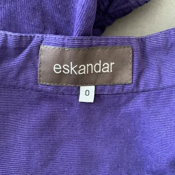 Eskandar Purple Cotton Corduroy Shirt Shirting Top Tunic Tincture sz 0 XS GOOP - Picture 9 of 11
